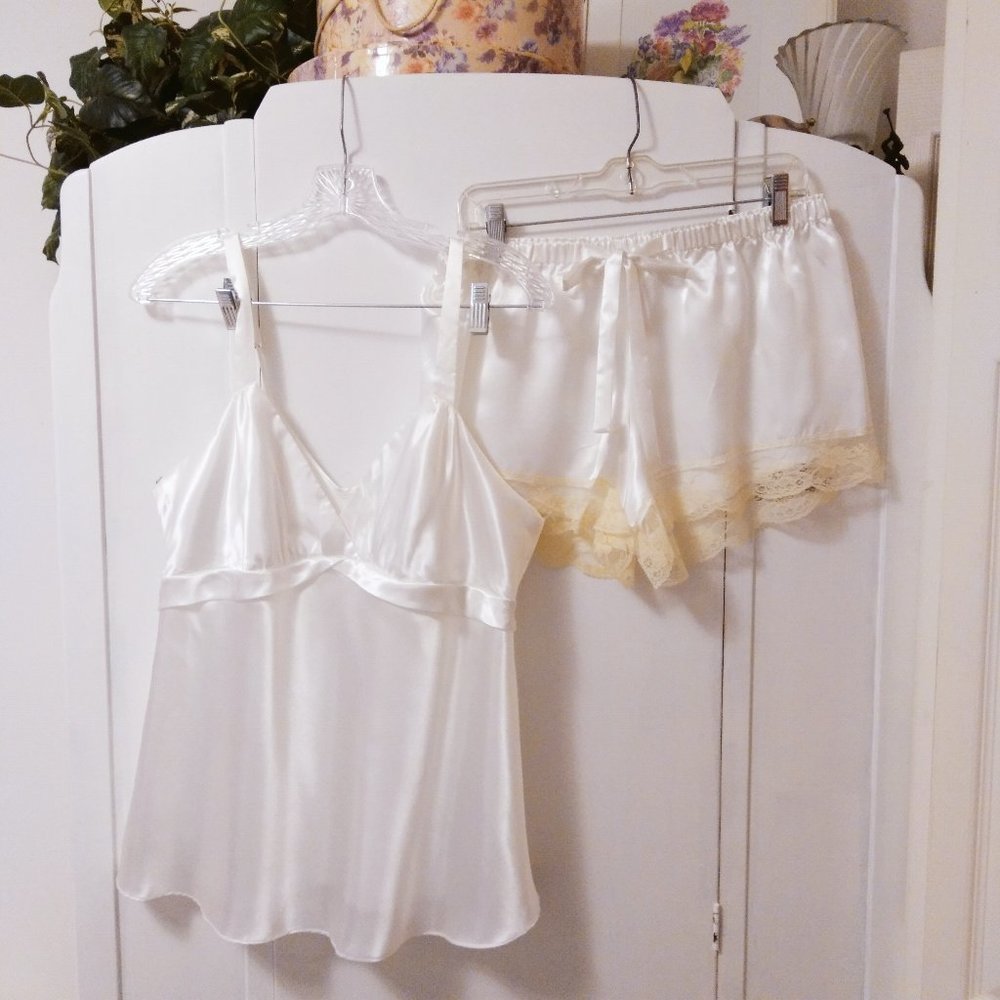 Flora Nikroos White Satin 2 pc. PJ Set
